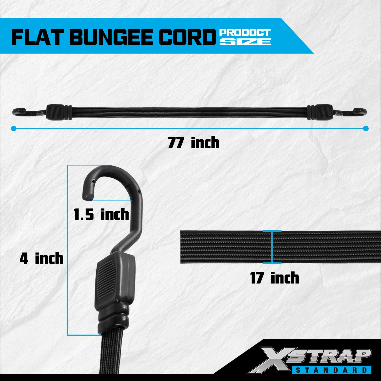 XSTRAP STANDARD 2PK 77 Inch Flat Bungee Cord Heavy Duty