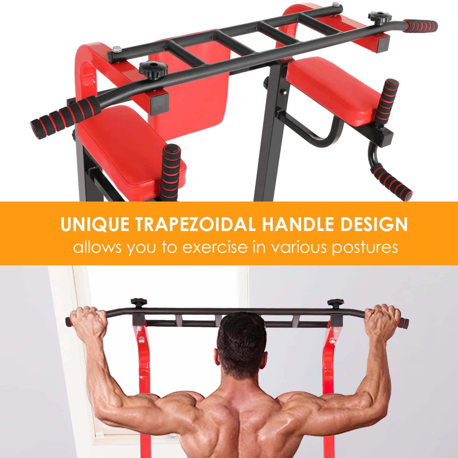 Power Tower Dip Station, Regolabile in Altezza Fitness Strength Station con barra per trazioni, Power Tower multifunzione per allenamento della forza in palestra domestica, caricabile 200KG