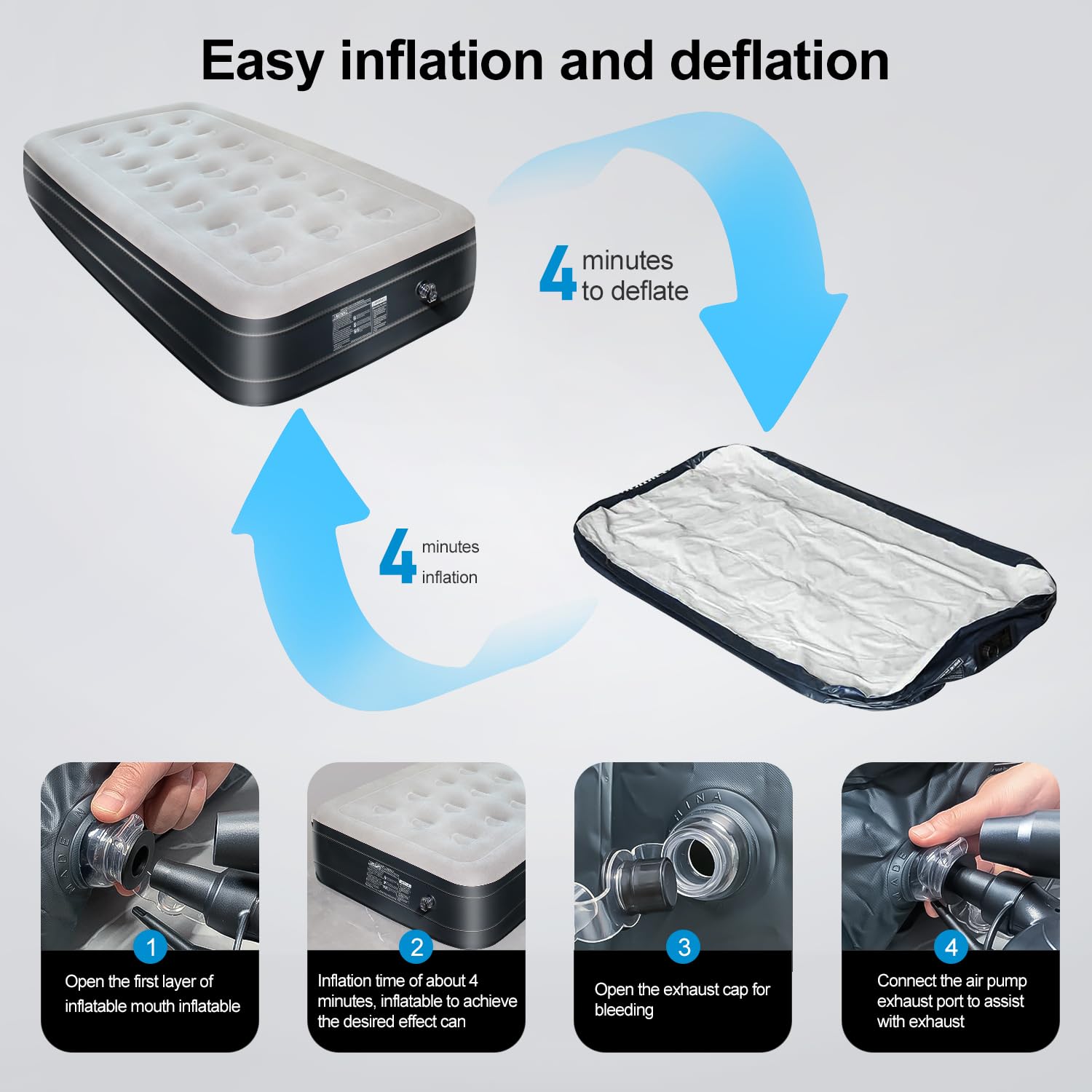 Cirtek Inflatable Mattress, inflatables Bed, Camping, Travel, Tent Portable Size Lightweight Matress, Easy to Sleeping, Configuration Blow Pump (13 Twin)