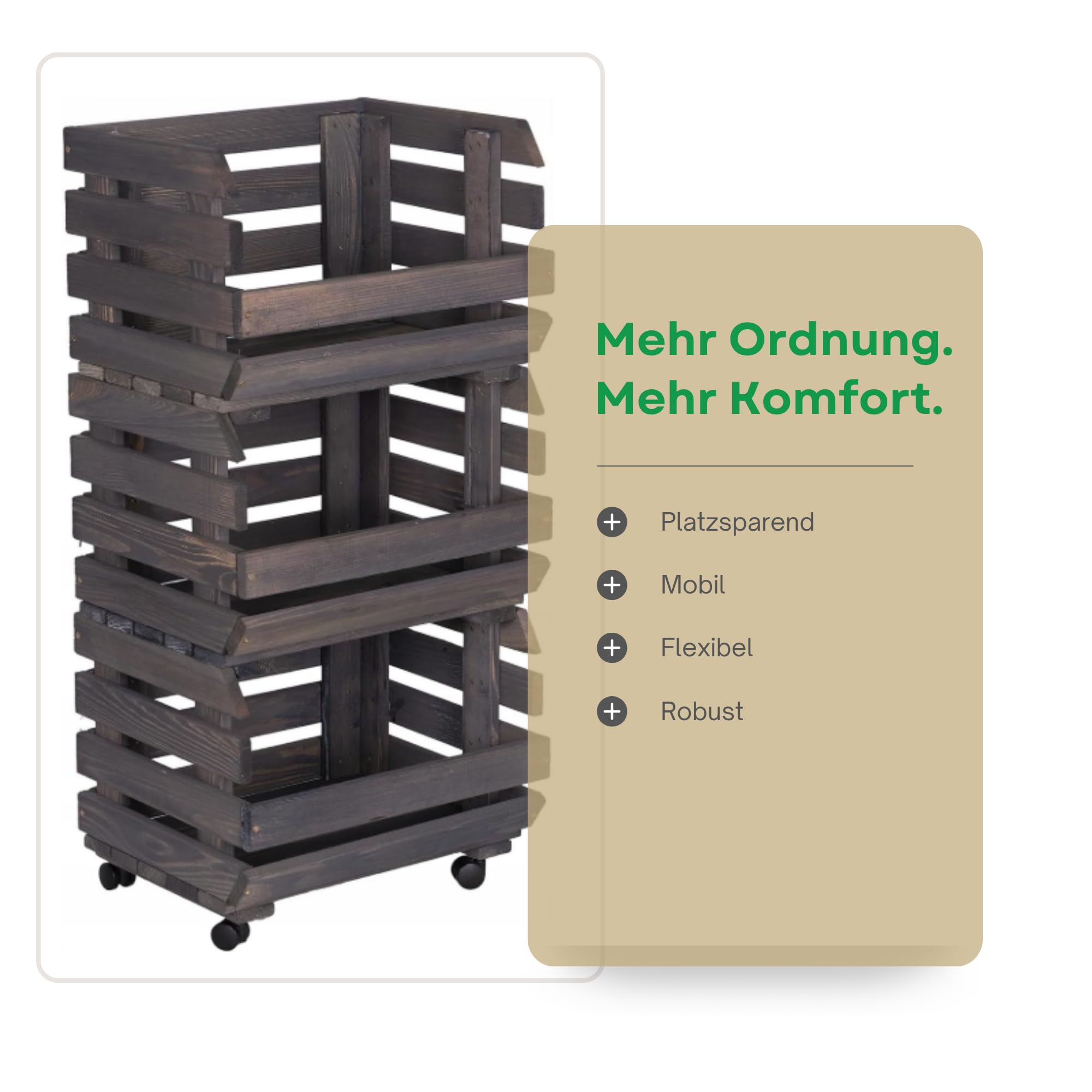 Cassetta Porta Verdura In Legno 37x79x30 cm Con Ruote Scaffale Porta Patate Frutta E Verdura A 3 Livelli Con Ceste Impilabili Contenitore Cucina In Grigio