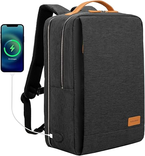 Miniatura 9 de NOBLEMAN Mochila para hombre, mochila de viaje para laptop, mochila resistente al agua, se adapta a mochila para portátil de 17 pulgadas, mochila de