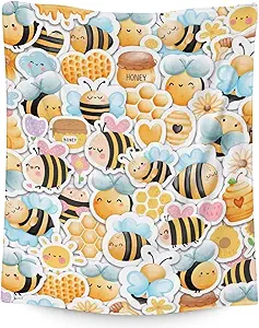 Bee Blanket Gifts, 60"x80" Cute Bee Print Throw for Women Girls, Soft Cozy Warm Flannel for Sofa Bed