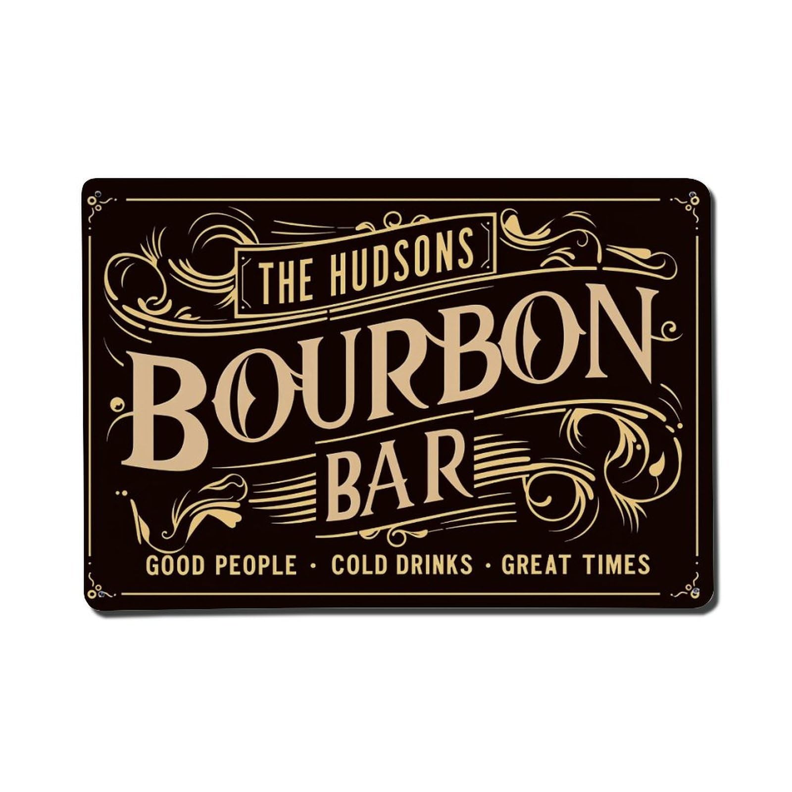 Vintage Bourbon Bar Sign Design Tin Sign Vintage Metal Poster, Home Bar Garage Man Cave Cafe Indoor & Outdoor Wall Decoration 8x12Inches