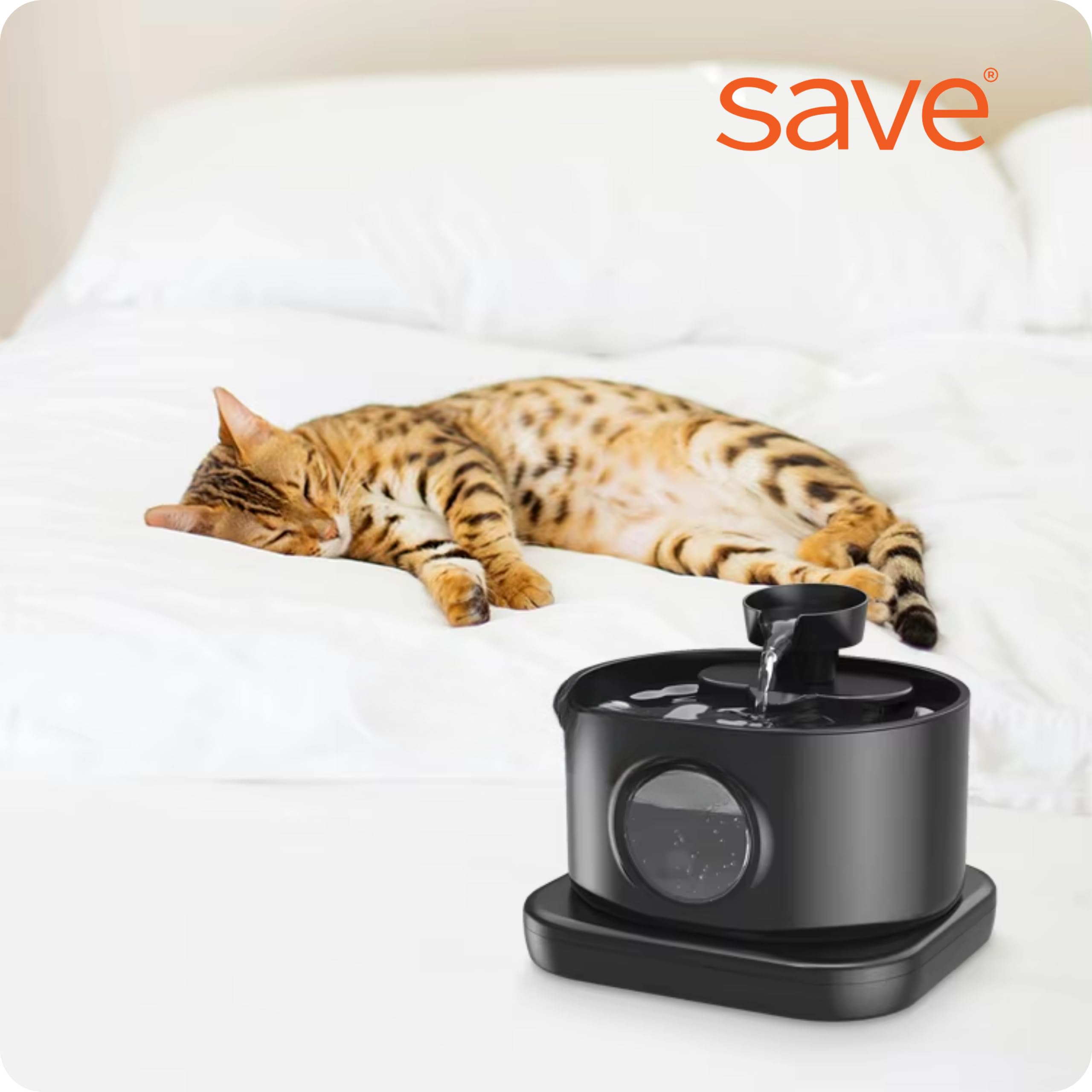 SAVE Fuente de agua automática para gatos y perros con capacidad de 2,8 l y sensor de movimiento, batería de 5200 mAh, filtro de carbón activo, fuente silenciosa para mascotas, USB-Tr