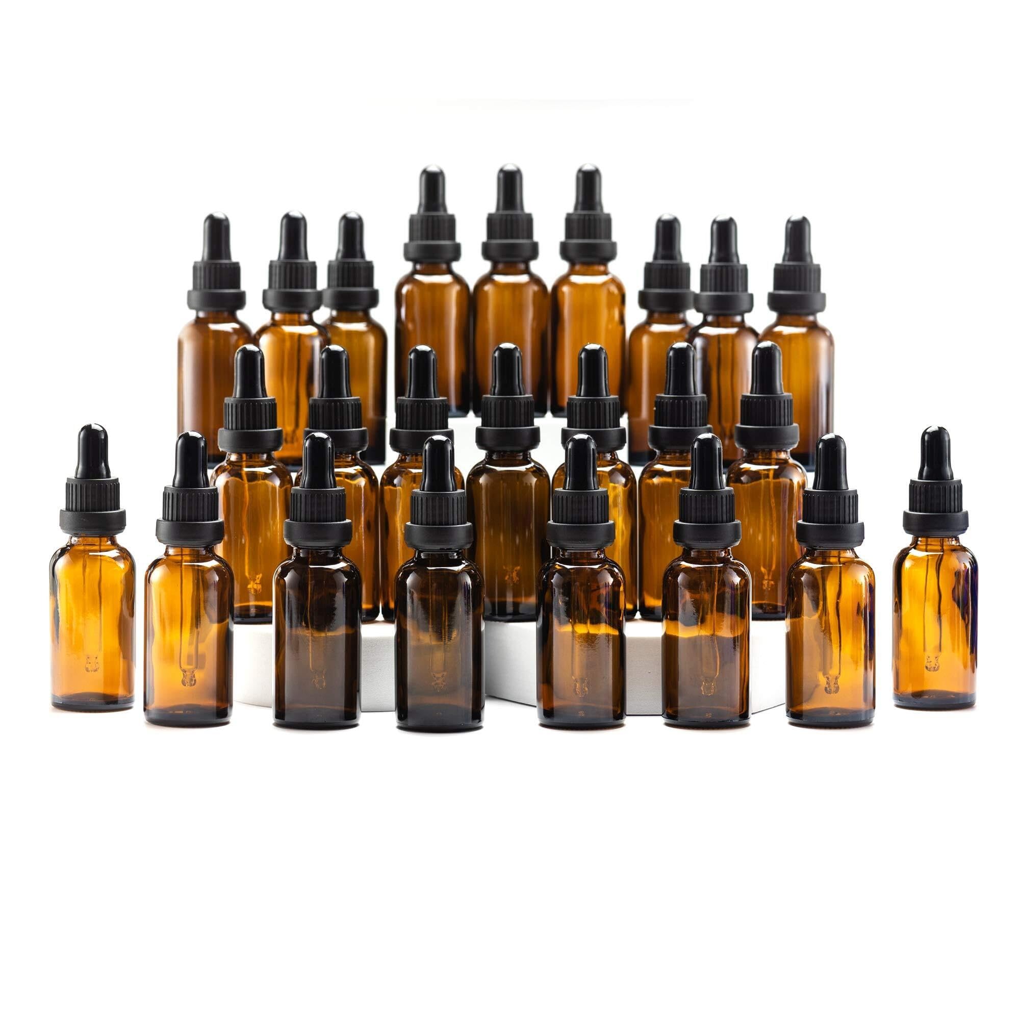 Bottiglie contagocce in vetro ambra 30ml con protezione UV per oli essenziali – Confezione da 6, pratiche per viaggi(Transparent,30ml-18)