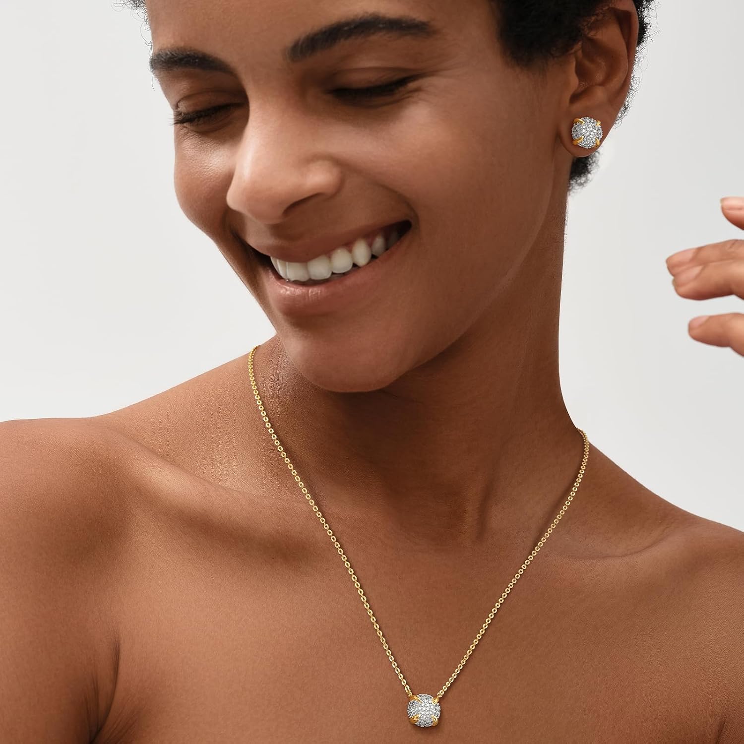 MEVECCO Dainty Gold Necklace For Women 18k Gold Plated Full CZ Pendant Necklace Handmade Necklace Jewelry Everyday Wear - Image 2