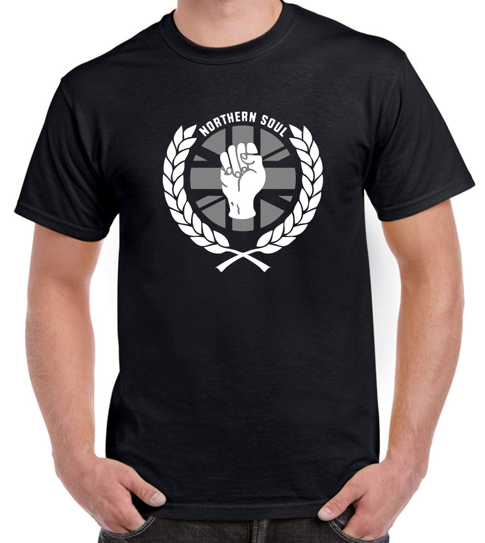 Northern Soul Laurel Leaves Men's T-Shirt (Small, Black)