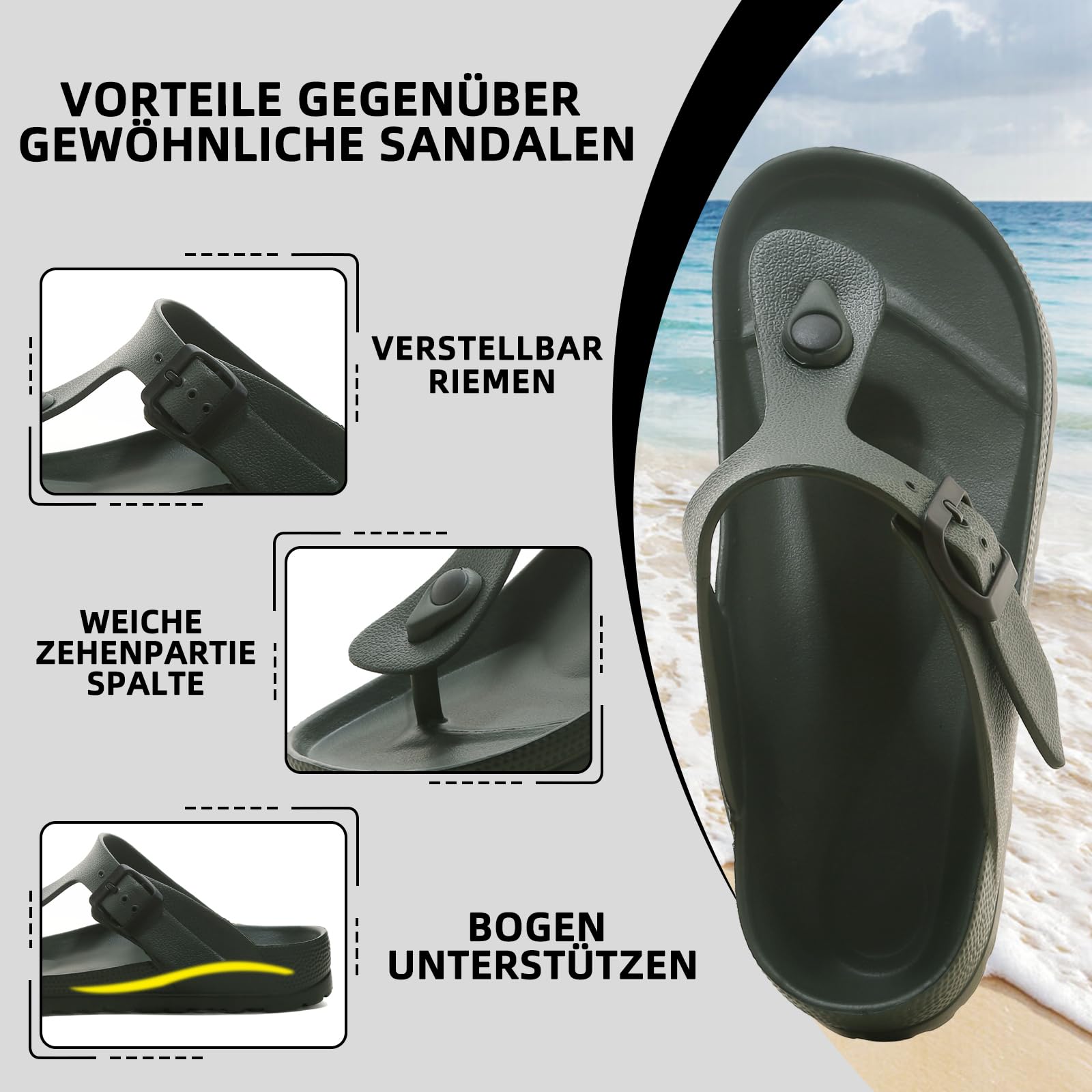 YUHITYGZGS Pantofole Donna Uomo, Flip Flop Estive Da Spiaggia Casa Ciabatte Sportivi Ortopediche Sandalo Giardini Trekking Sandali Morbide Eva Foam Slides Comode Platform Slippers Mules