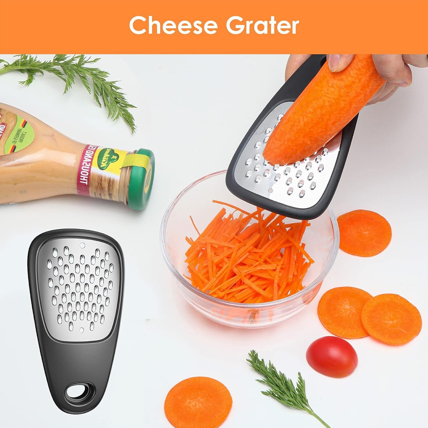 MORPICH 6-in-1 Stackable Kitchen Gadget Set with Cheese Grater, Garlic Mincer, Herb Cutter, Can Opener, Pizza Slicer, Peeler Versatile Stainless Steel Cooking Tools, Mini Brush