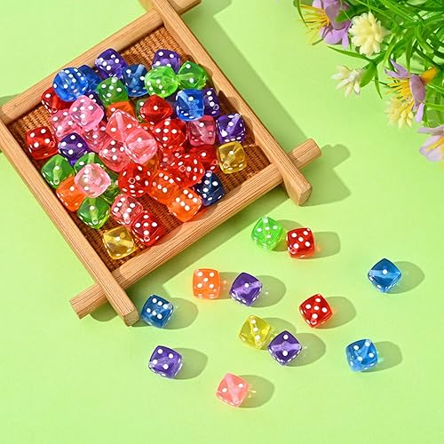 Miniatura 4 de 600 cuentas de dados coloridos de 0.335 in, dados encantadores de 6 caras para mujeres y niñas, joyas, collares, aretes, pulseras, suministros para