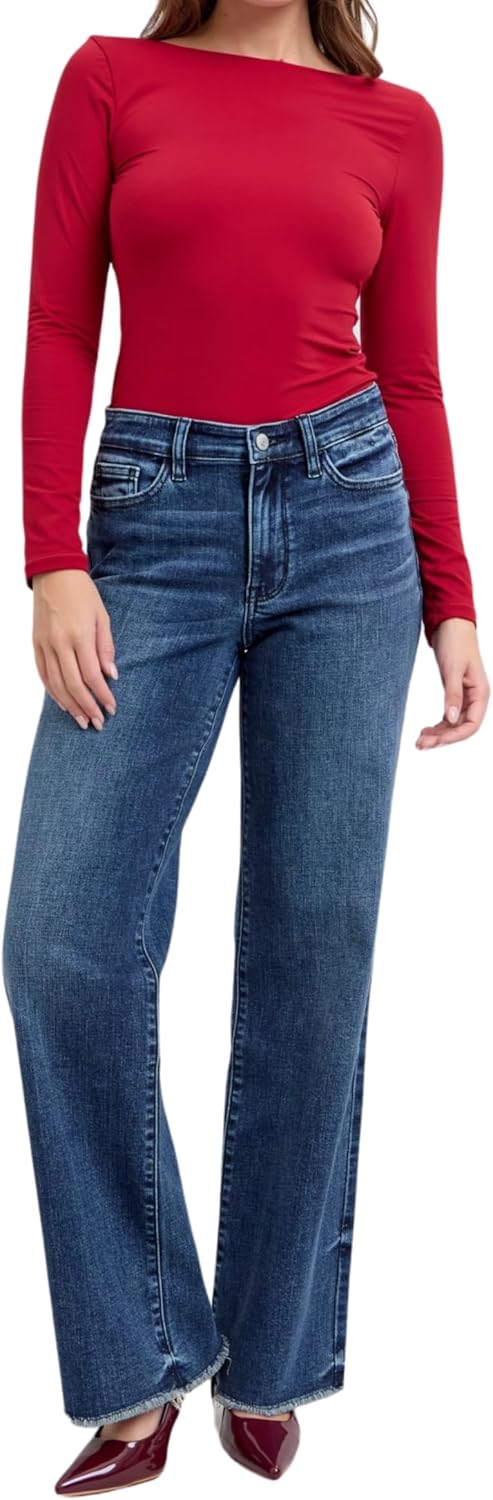 Judy Blue Mid Rise Vintage Dark Wash Wide Leg Jeans Inseam 32" - Image 2