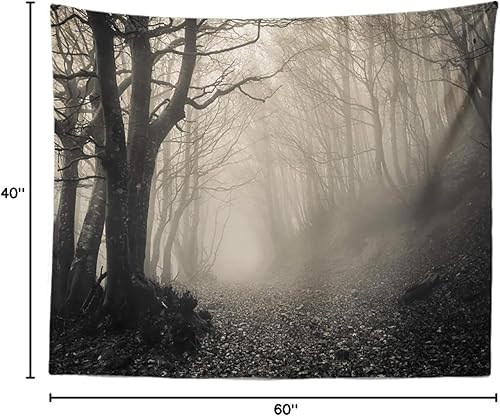 Miniatura 2 de Berry Tapiz de bosque embrujado de terror, niebla misteriosa, decoración gótica, arte de pared, tapiz para dormitorio, sala de estar, dormitorio,