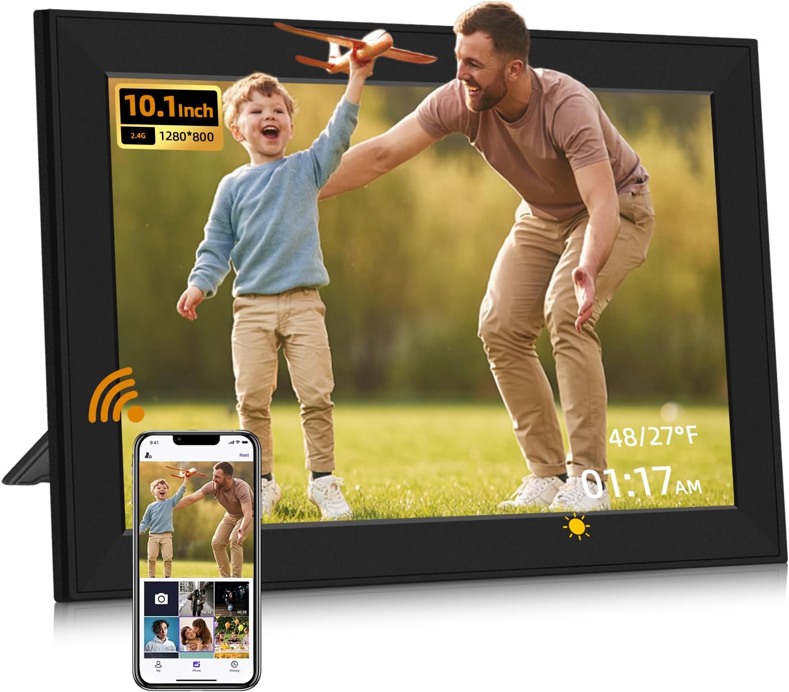 WiFi Uhale Digital Picture Frame,10.1 Inch Smart Photo Frame with1280 * 800 HD IPS Touch Screen,Share Photos/Videos Instantly via App from Anywhere Thanksgiving Gifts