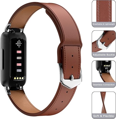 Miniatura 2 de Farluya Compatible con Fitbit Inspire 3 bandas, correas de cuero suave de liberación rápida, correa ajustable para reloj inteligente Fitbit Inspire