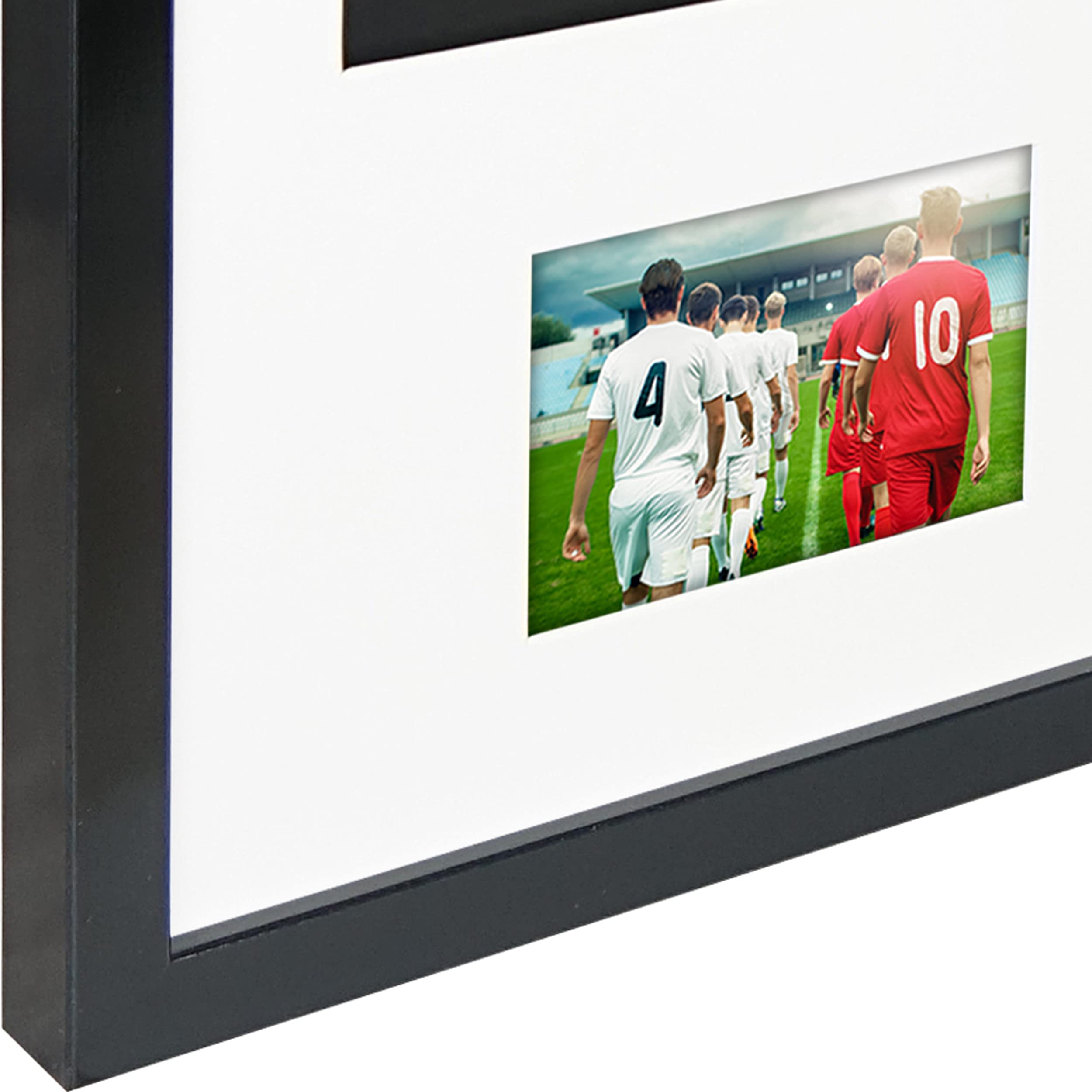 Vivarti DIY Junior 3D montado + doble apertura camisa deportiva marco A1 59,4 x 84 cm – marco negro brillante, soporte blanco, tarjeta trasera negra