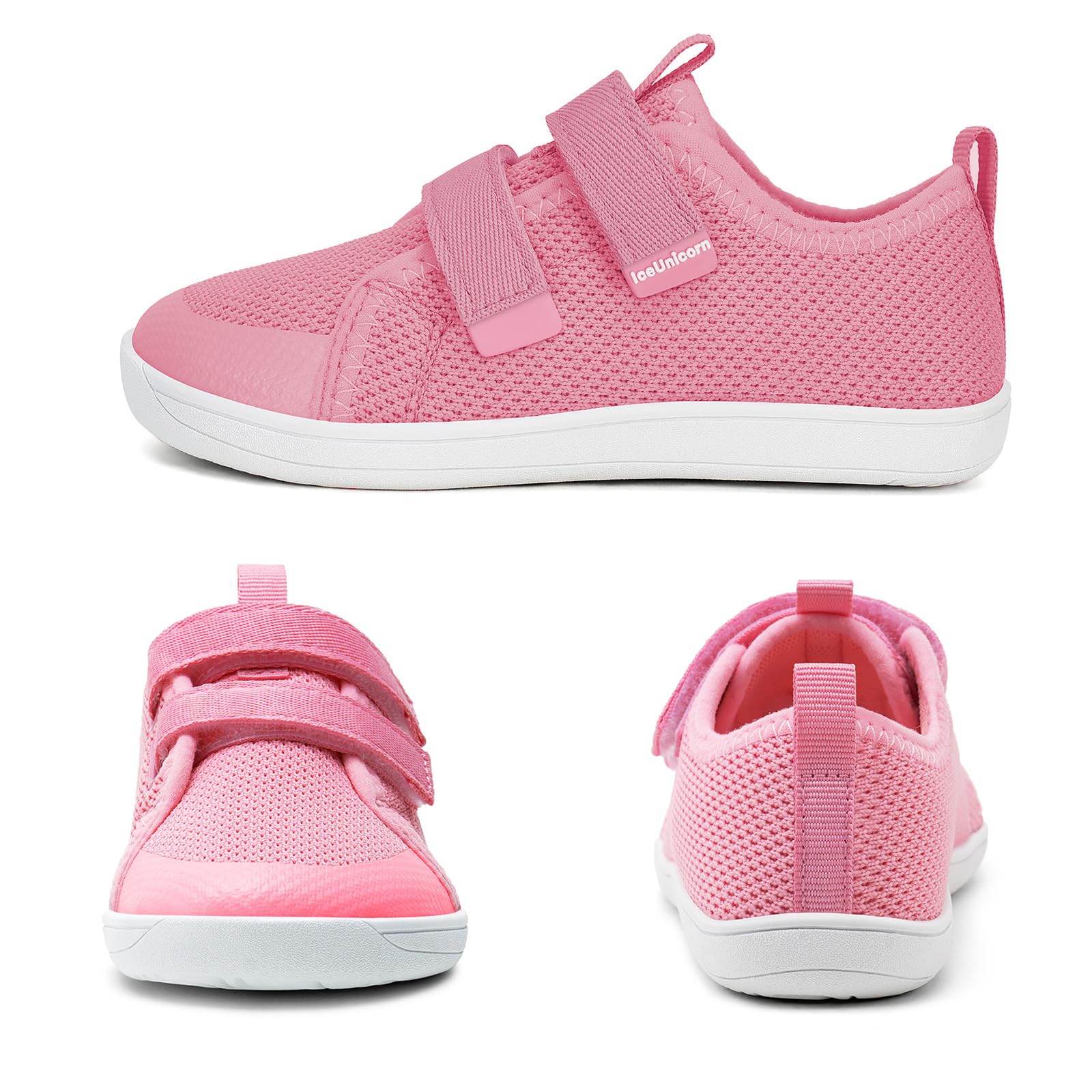 IceUnicorn Kinder Barfußschuhe Breite Zehenbox Jungen Mädchen Hausschuhe Minimalistische Outdoor Traillaufschuhe Walking Schuhe(Pink, 27EU Weit)