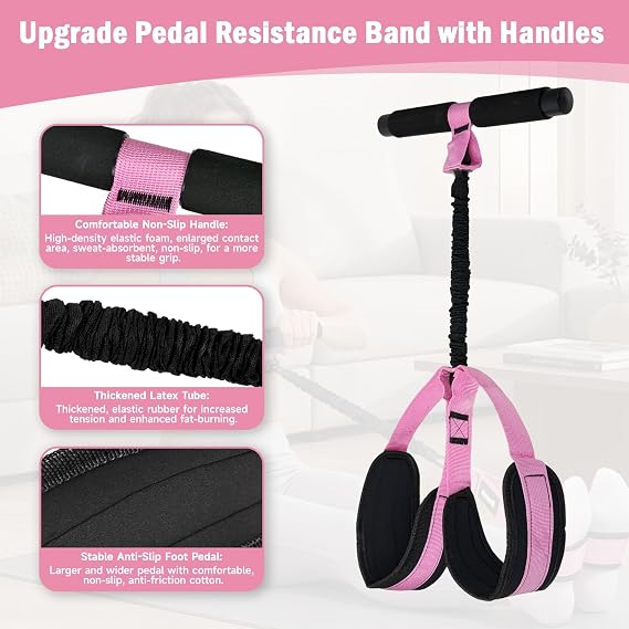 Foot Pedal Resistance Band, Multi Purpose Full Body Workout Tool | Portable latex band with storage bag for home travel, full body shaping, pilates, yoga and core training