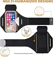 Vista 4 de Brazalete para correr con bolsa para auriculares, brazalete para teléfono celular para iPhone 17 16 15 Pro 14 Plus 13 11 XR, Galaxy S24/S10