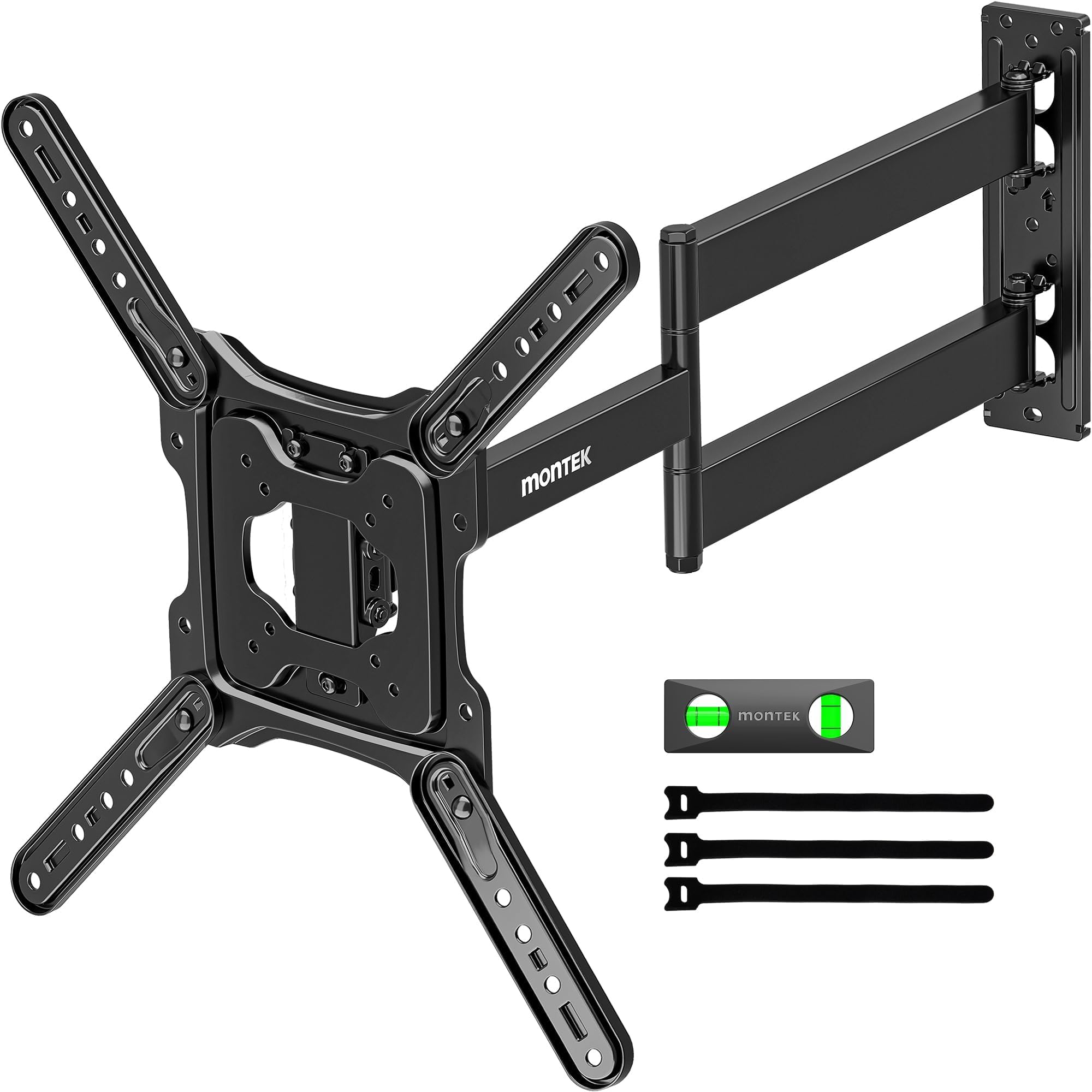 monTEK Support Mural TV à Extra Longue Portée 728mm, pour écrans 23"-65" | Fixation Murale TV jusqu'à 35kg, Orientable et Inclinable, Support TV d'angle, Extension Longue Distance, Max VESA 400x400 mm