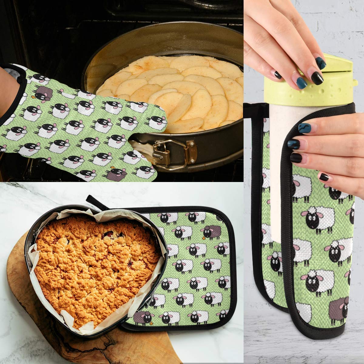 MNSRUU 2PCS Guanti Da Forno E Presine, Simpatici Gatti