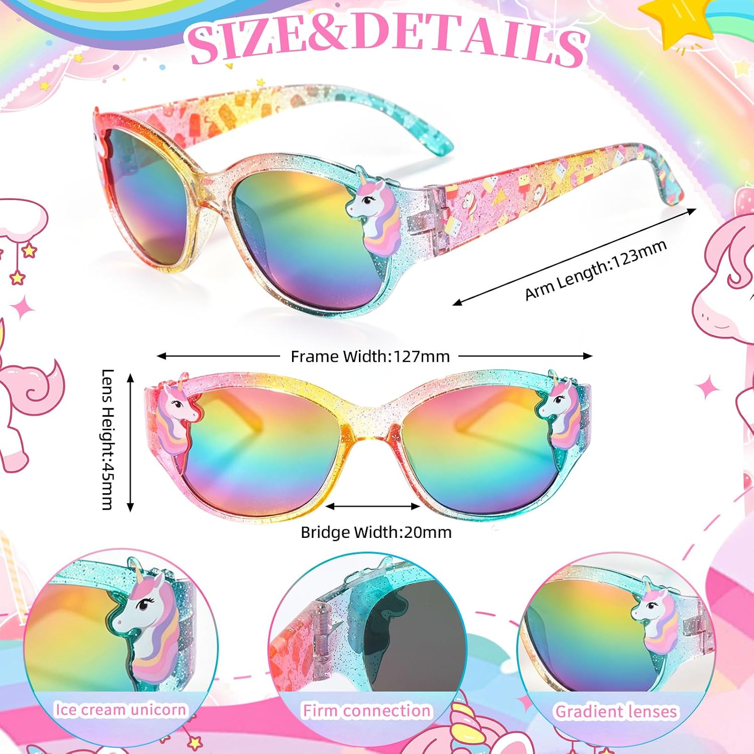 3 Pairs Kids Sunglasses Girls,UV Protection Sunglasses Toddler Eyewear for Party Favors Beach Glasses Age 3-12 image 3
