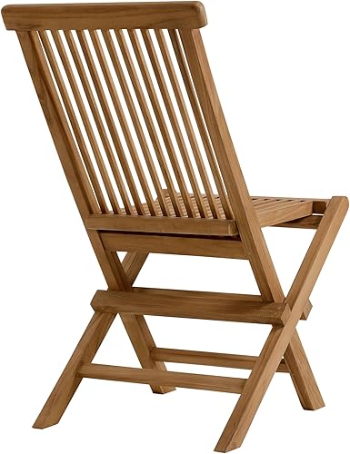 Miniatura 8 de Modway Vienna - Juego de 4 sillas plegables de madera de teca para patio al aire libre, sillas de comedor sin brazos resistentes a la intemperie,