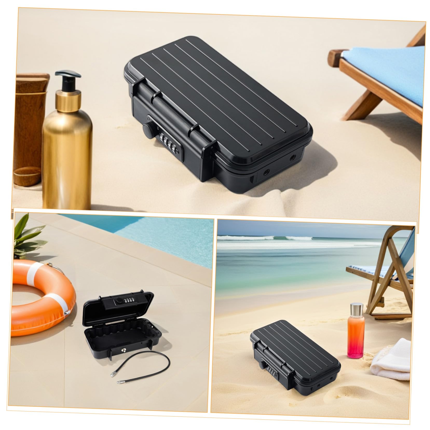 VILLCASE Cassetta Di Sicurezza Portatile Combinazione Per Viaggio Spiaggia e Casa Resistente Ai Colpi Cadute Cavo Metallico Incluso
