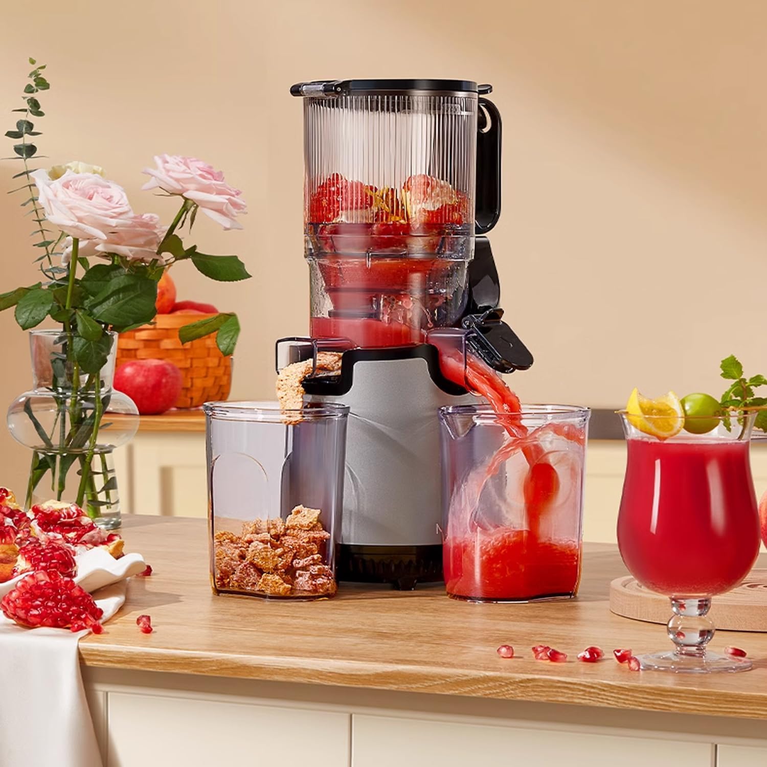 Extractor de Jugos Prensado Frío Boca Ancha 5.1" 250W Capacidad 2L