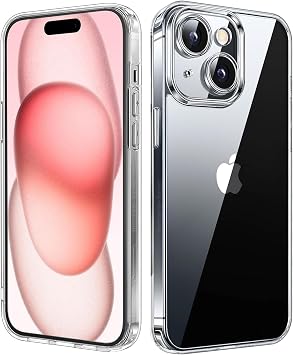 Clear Case for iPhone 15 6.1 inch, Non-Yellowing Phone Military Grade Protection Shockproof Anti-Scratch TPU Back Slim Lightweight Transparent Protective Cover