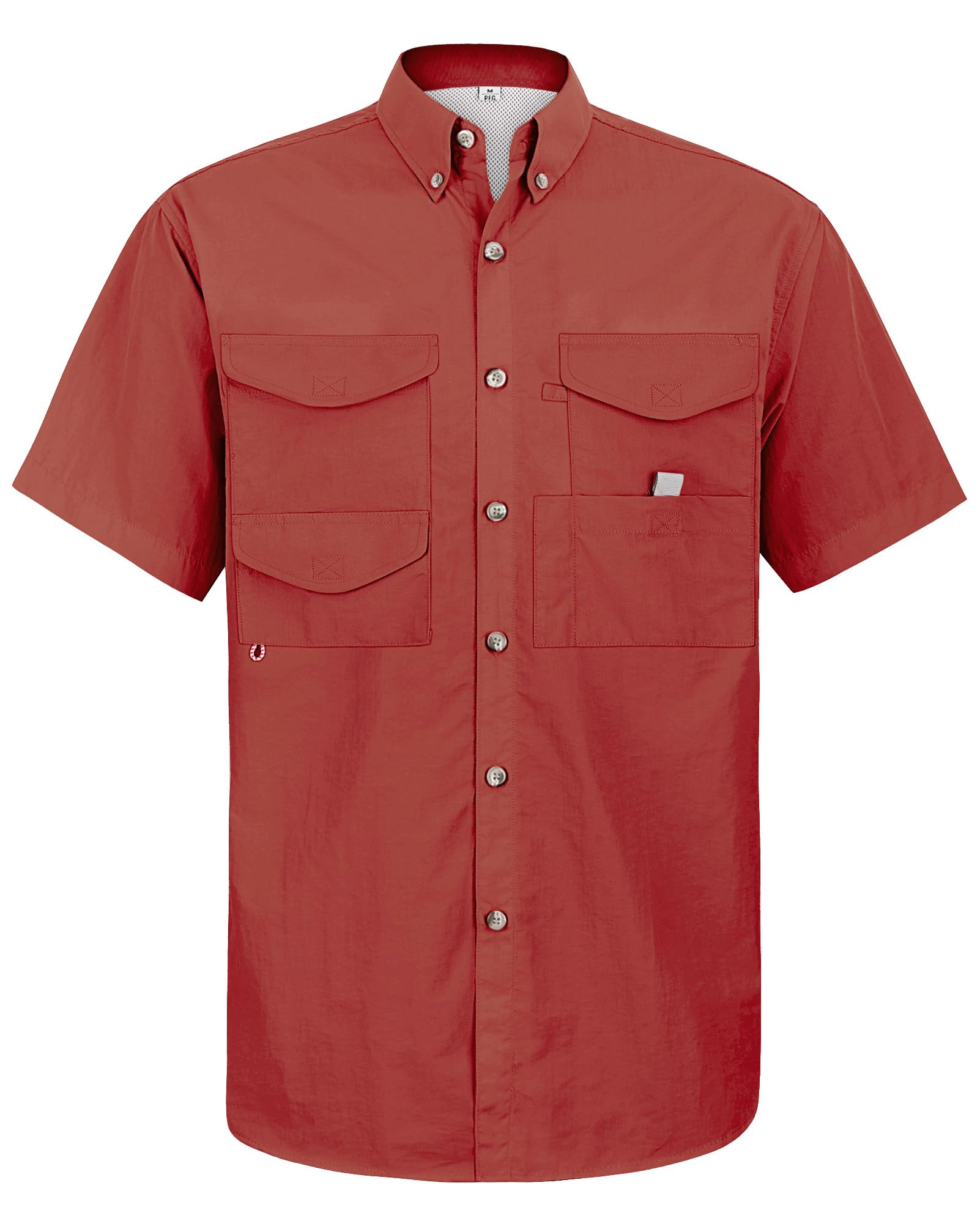 Alimens &amp; Gentle Short Sleeve Fishing Shirt Wicking Fabric Sun Protection Casual Button Down Shirts