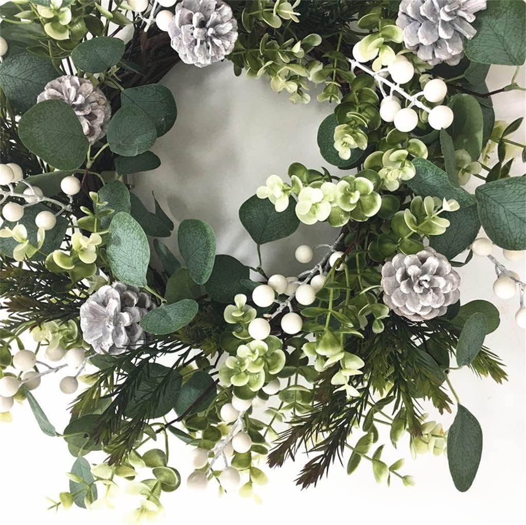 Garland Eucalyptus Leaves White Fruit Red Fruit Garland Holiday Decoration Door Hanging (D 50 * 50cm)