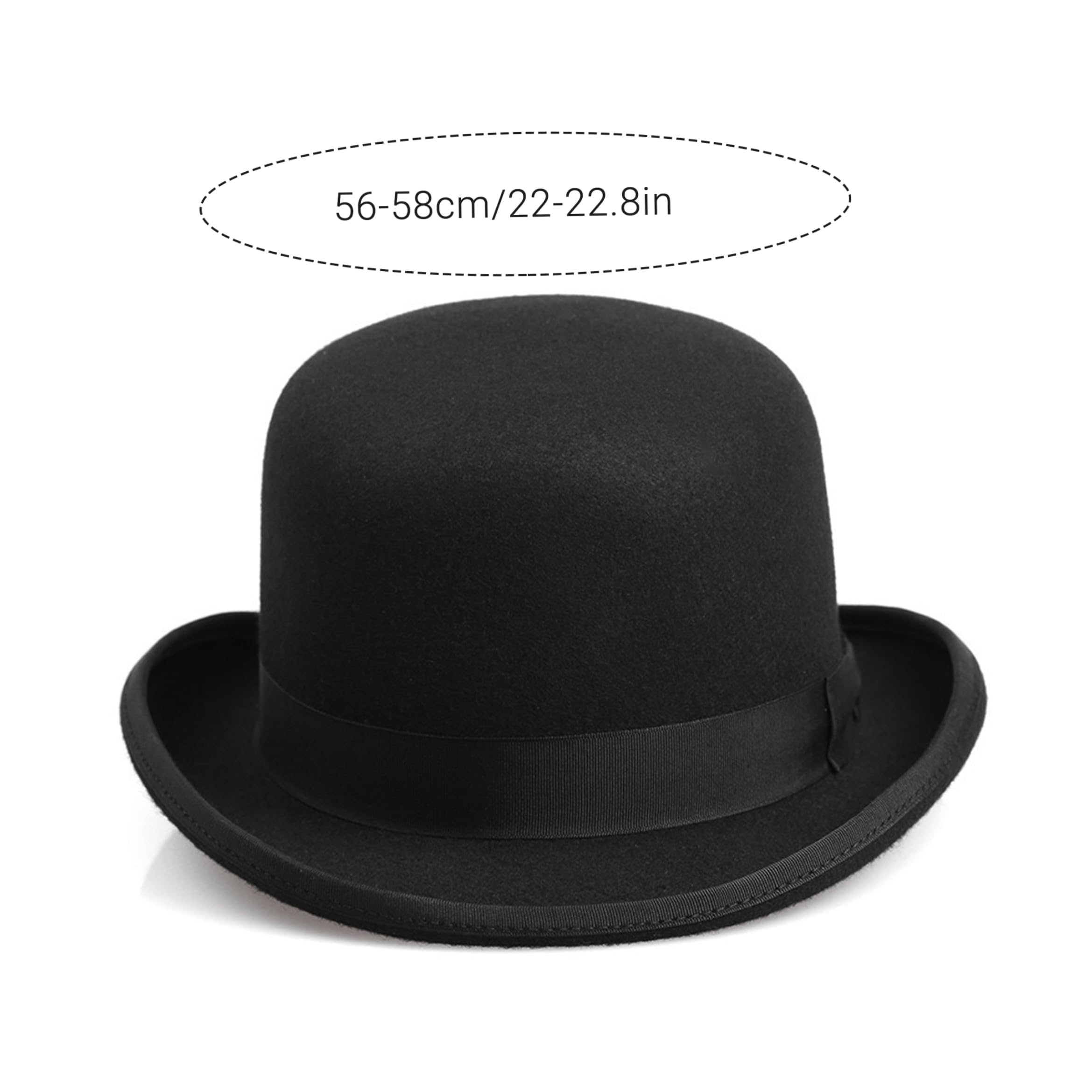 Cappello a bombetta vintage nero per uomo donna, cappello classico con nastro, abito formale per feste a tema, cosplay, abbigliamento quotidiano, occasioni speciali