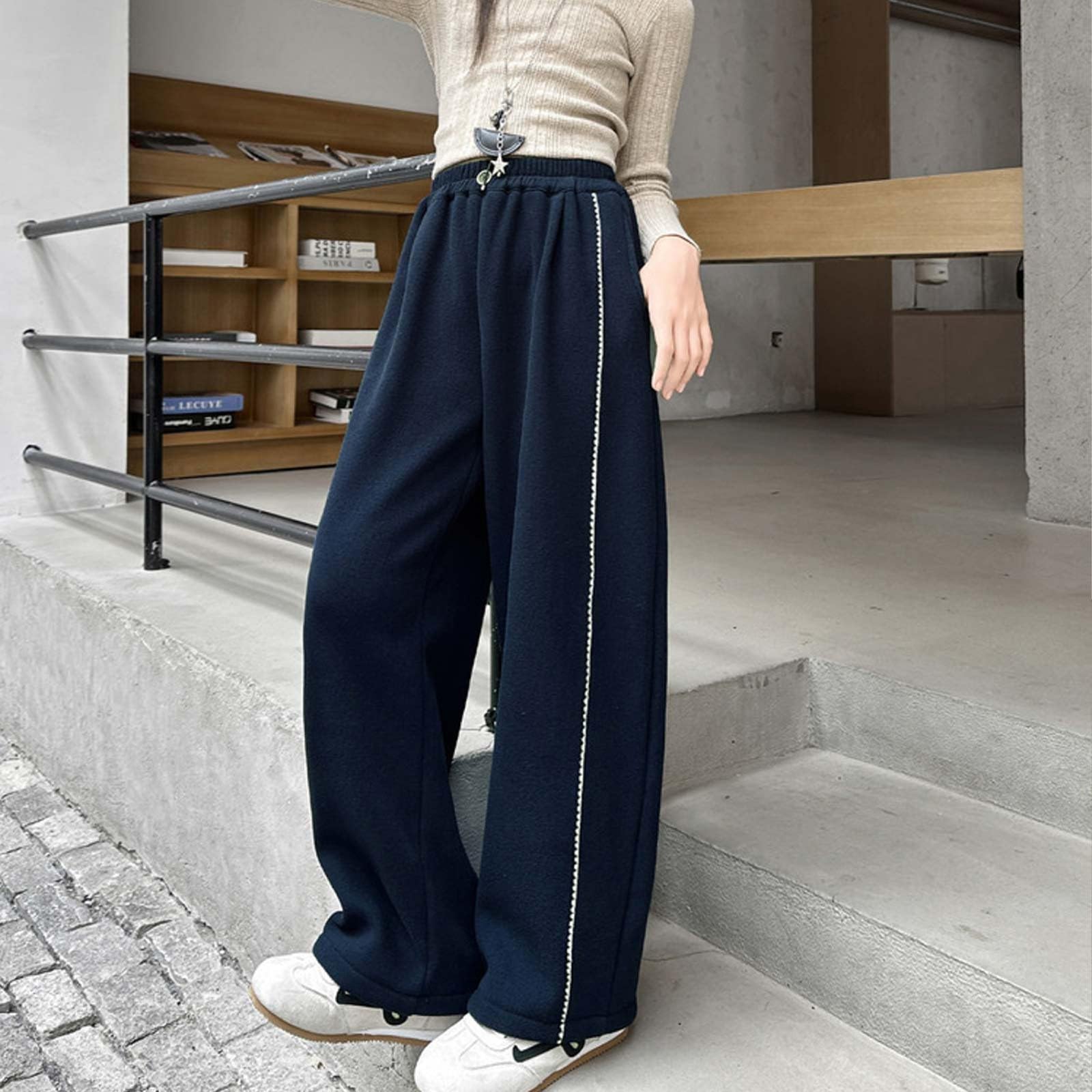 Baggy Trainingshose Mädchen Hohe Taille Weites Bein Joggingshose Kinder High Waist Elastischer Bund Yogahose Kids Y2K Streetwear Lässig Wanderhose Girls