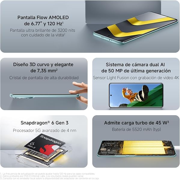 XIAOMI POCO M8 5G - Smartphone de 8+256GB, Pantalla de 6,77" 120Hz Flow AMOLED, Snapdragon 6 Gen 3, cámara Dual de 50MP IA, Carga Turbo de 45W, Cargador no Incluido, Negro (Versión ES) - 2