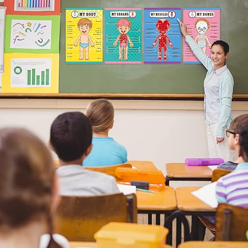 Miniatura 4 de Outus Carteles educativos de aprendizaje del cuerpo humano, parte del cuerpo, tabla de pared de 22 x 17 pulgadas para niños, tabla de anatomía de