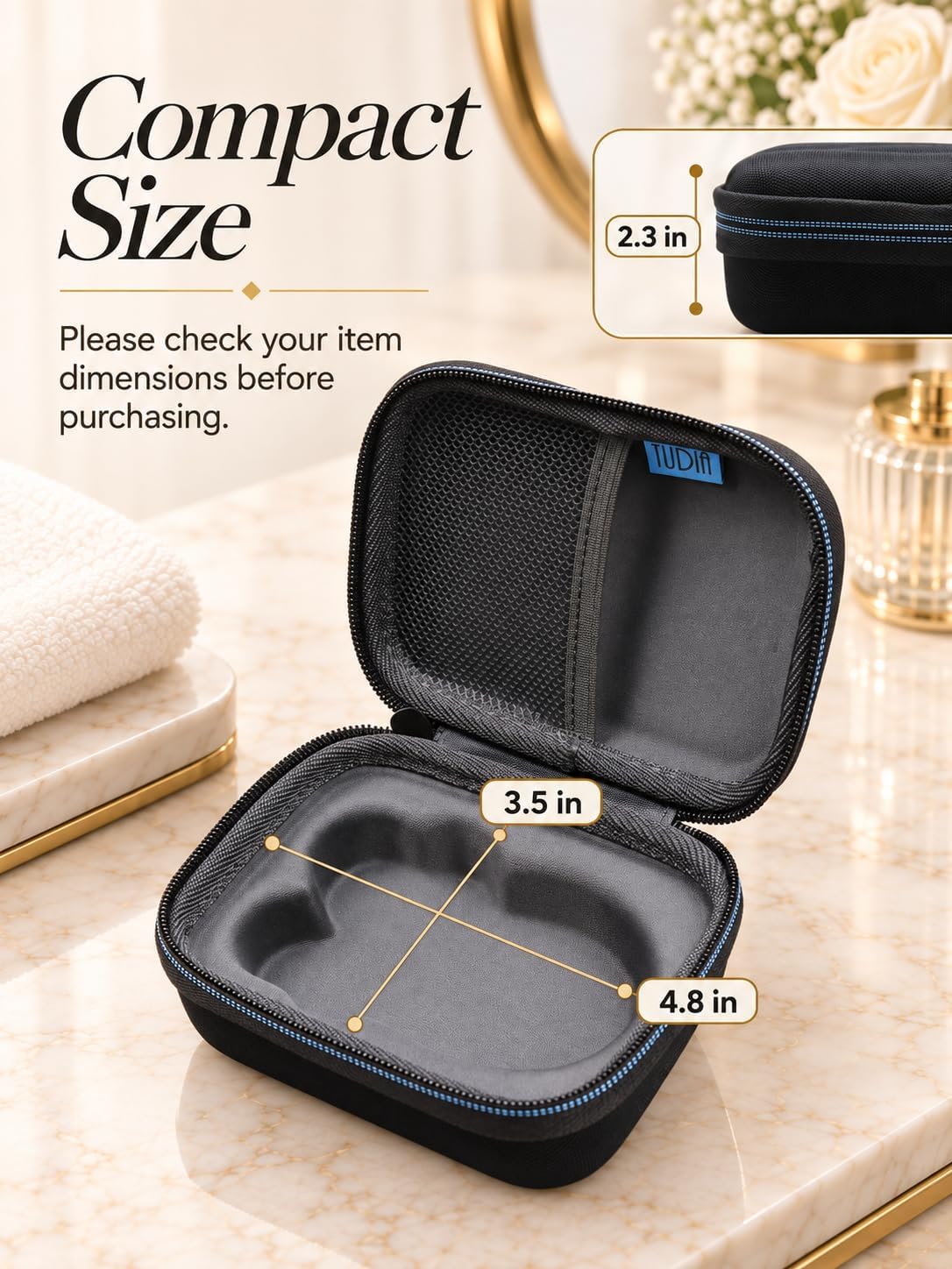 TUDIA EVA Compact Hard Travel Case Compatible with NuFACE Mini and MINI+ Facial Toning Device GUNFAY-O1 & 40300 [CASE ONLY, Device NOT Included]