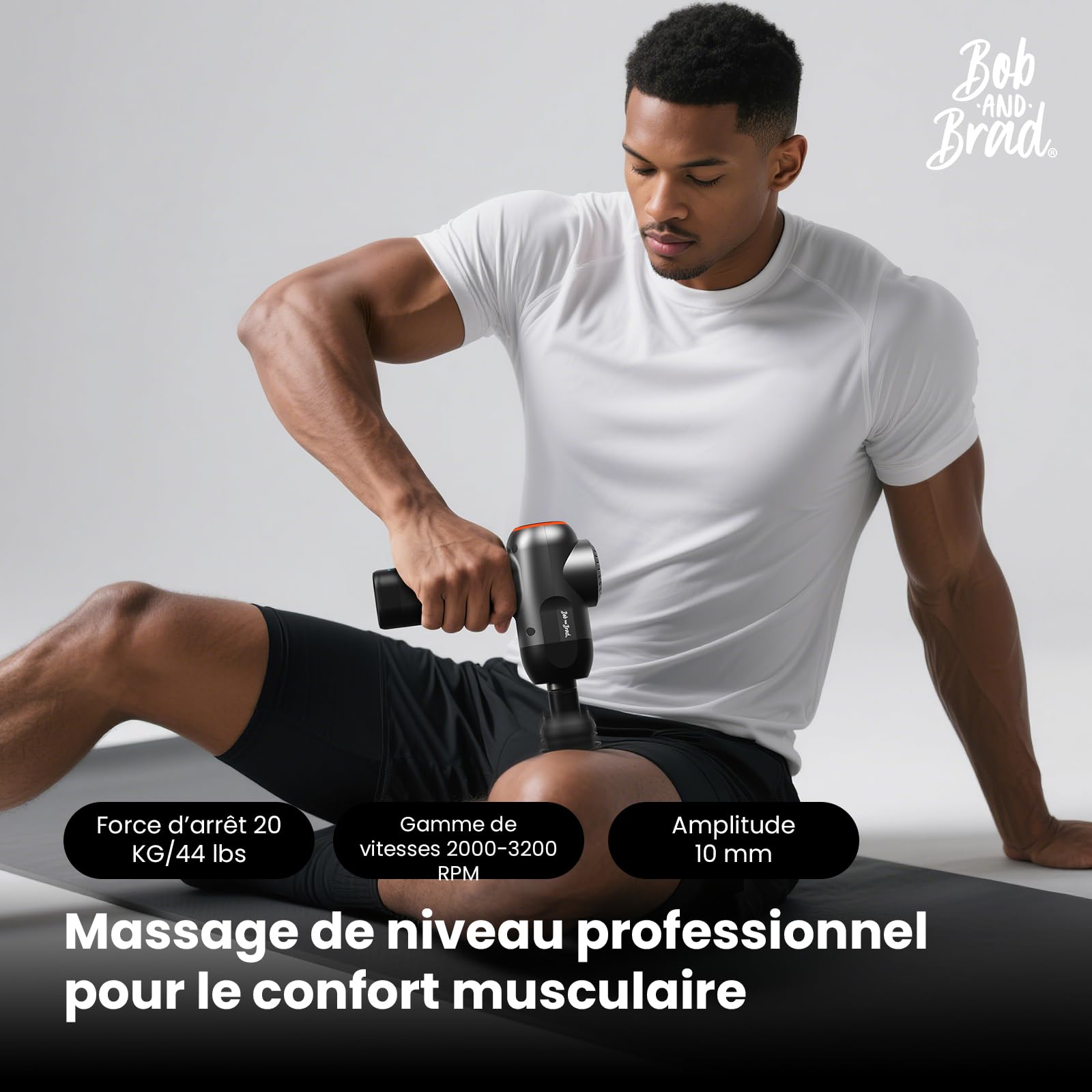 Bob and Brad C2 pistolet de massage, Appareil de Massage Tissulaire Profond, Masseur Musculaire Portable avec 5 Vitesses et 5 Têtes, pour Maison Salle de Sport Bureau, Soulagement Douleur, Noir