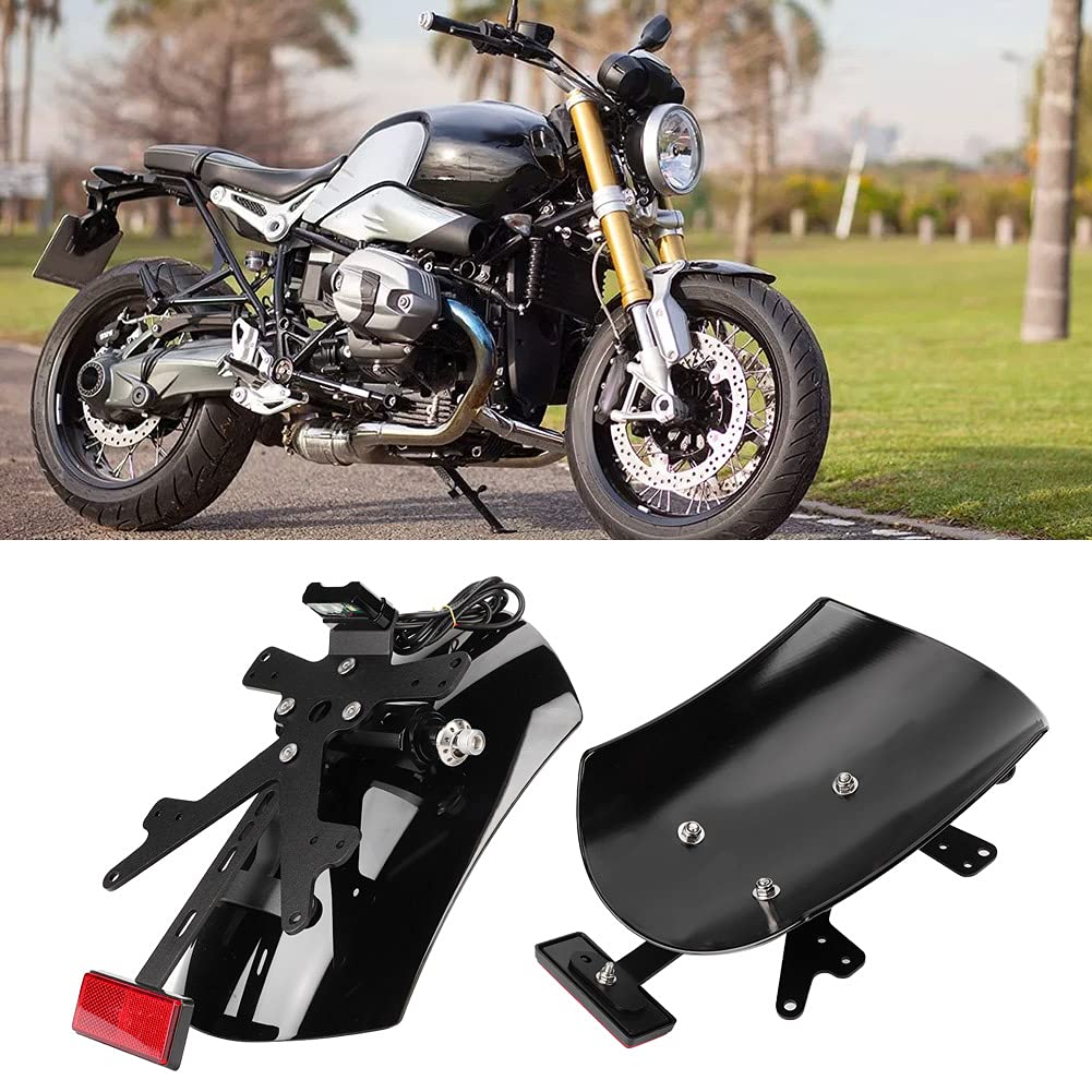 Parafango Posteriore Universale per Moto con Porta Targa Integrato - Protezione Antispruzzo in Lega di Alluminio
