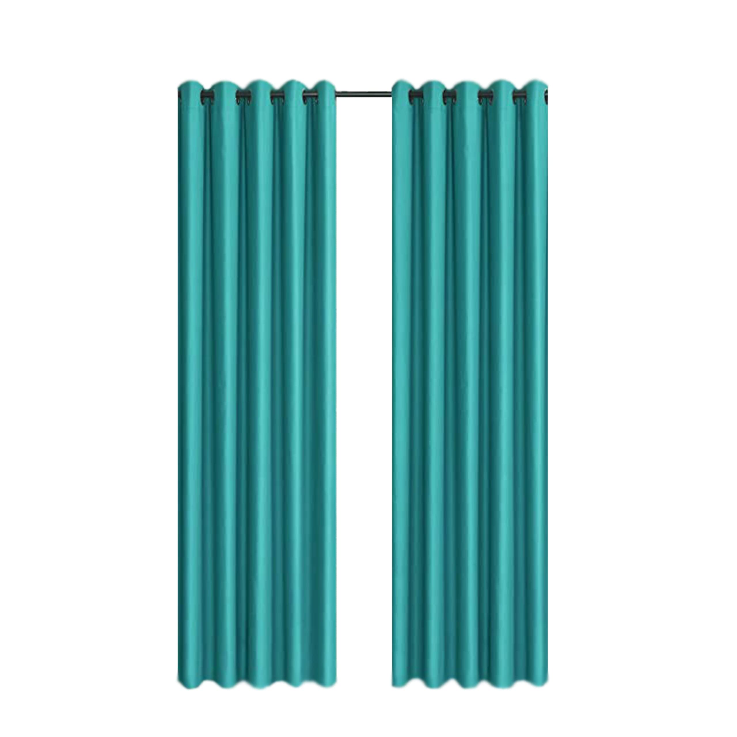 CHARKHAH Thermal Insulated Window Semi Blackout Curtains for Bedroom Living Room Ultra Soft Energy Saving Fabric with Eyelets Ring top and Pair of Curtain (Teal, 90" Wide x 90" Drop)