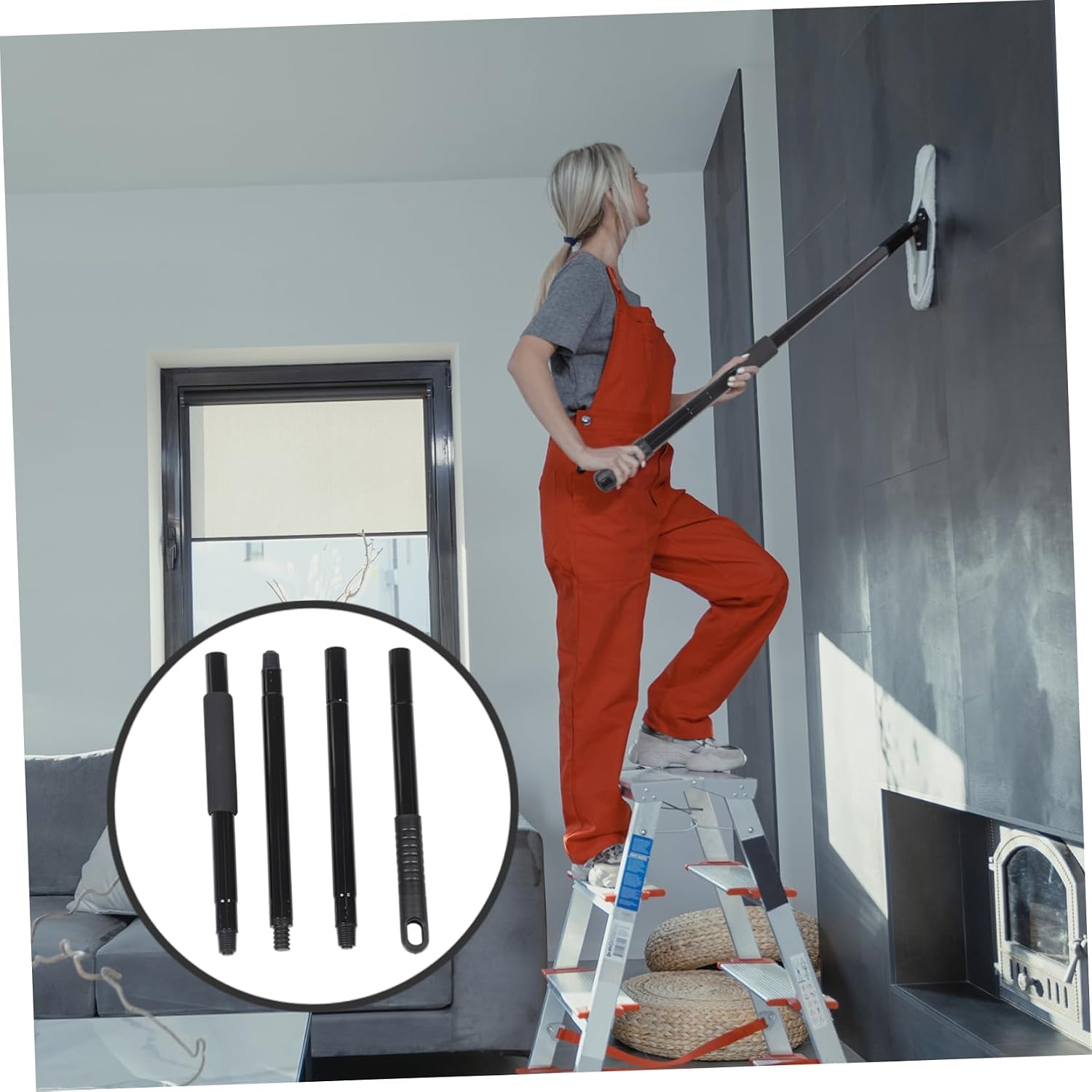 Metal Mop Handle with Threaded Connection Durable Replacement Stick for Efficient Floor Cleaning for Home and Commercial Use