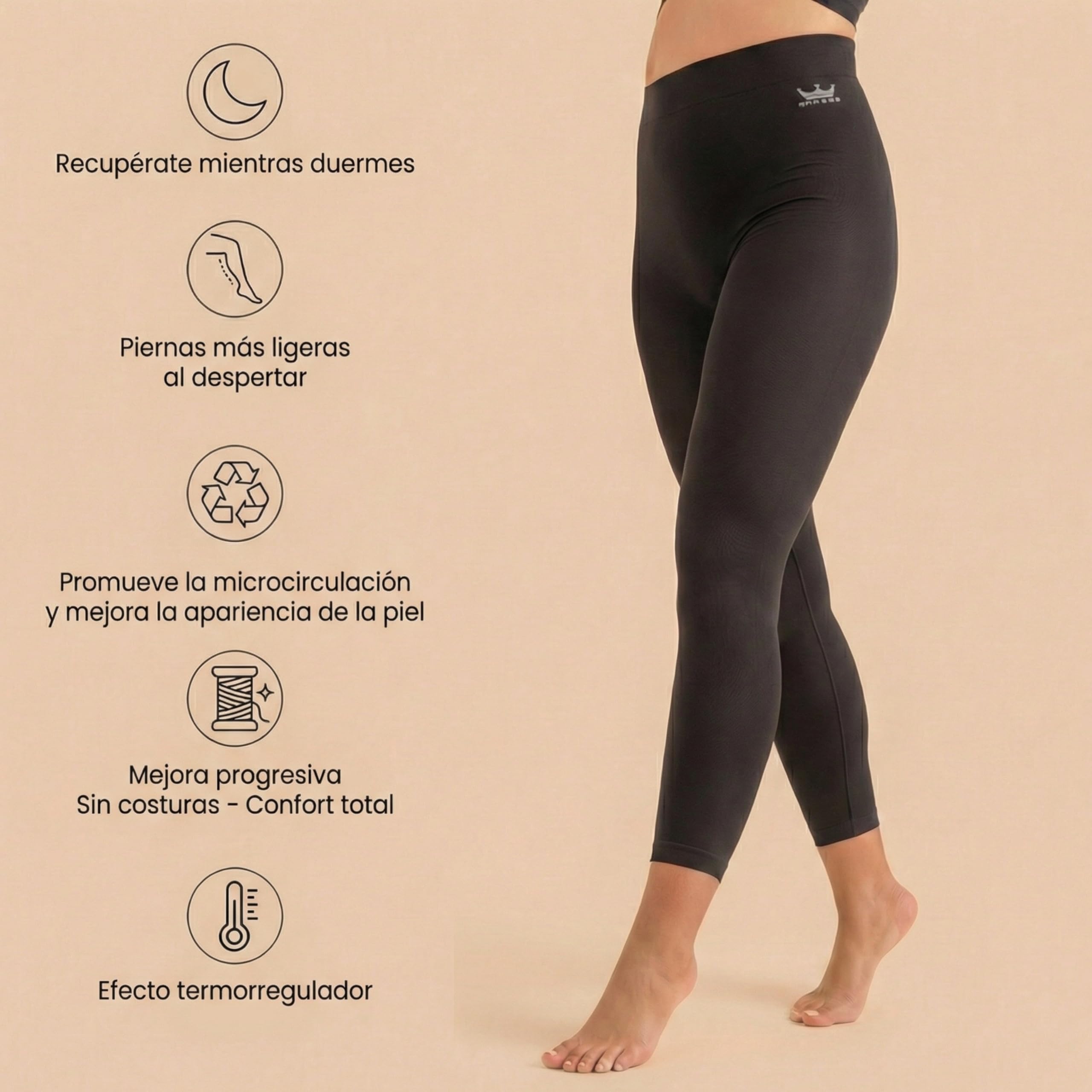 ANAISSA Legging de Drenaje Nocturno Nina con tecnología FIR Emana® | Reduce Celulitis, Mejora circulación y estiliza piernas Mientras duermes