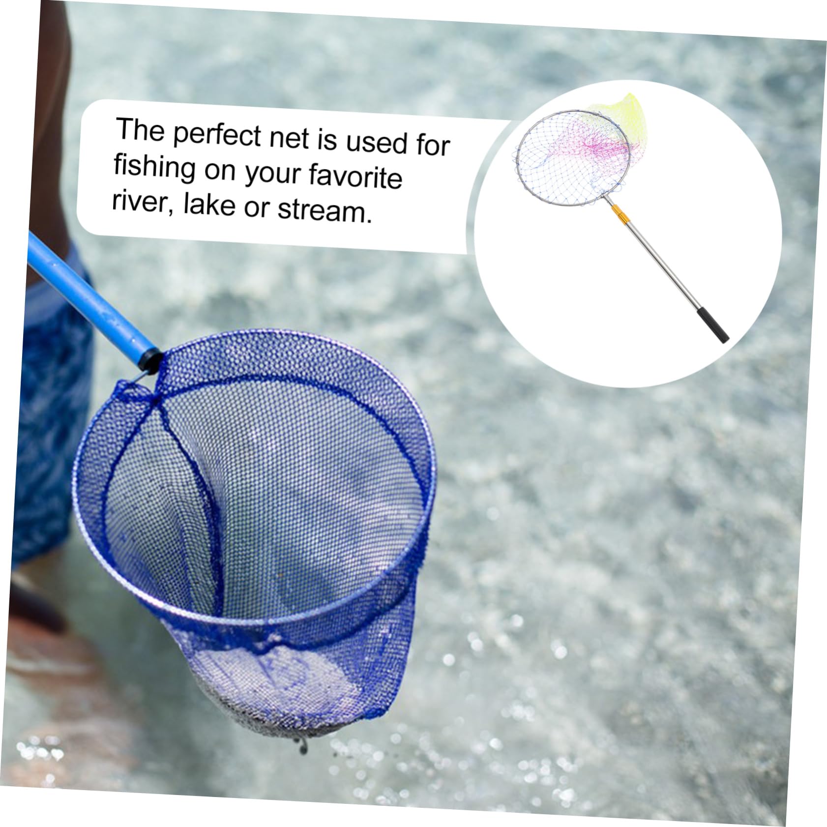 YARNOW Épuisette de Pêche Télescopique en Acier Inoxydable 1, 5m Pliable