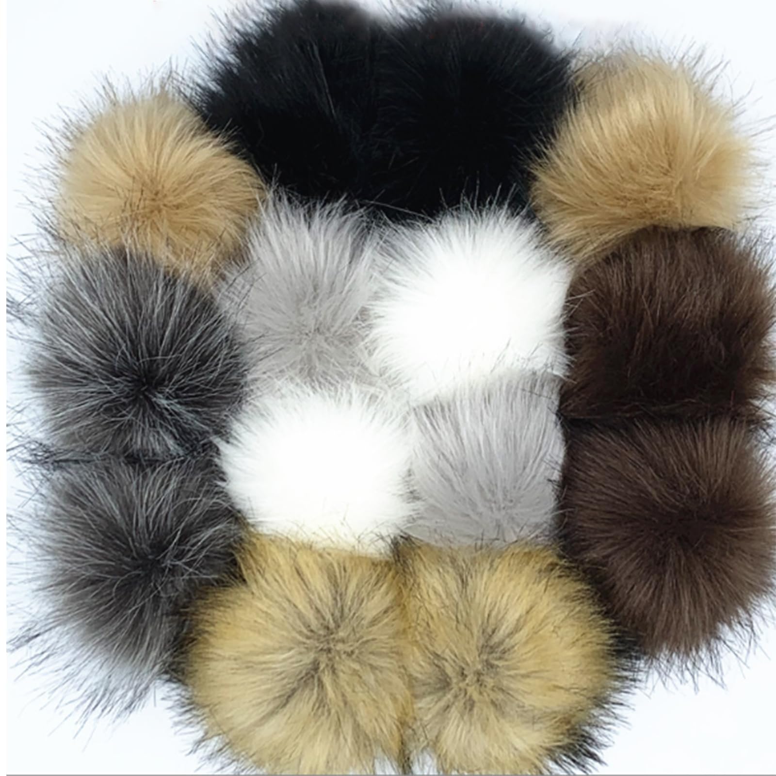 14 Pieces Faux Fur Pom Pom Balls for Hats,3.9 Inch Fluffy DIY Knitting Hat Pompoms with Elastic Loop Removable Crochet Crafts Accessories for Shoes Scarves Gloves Bags Keychains(Popular Mix Color)