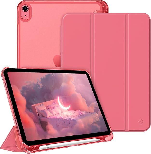 FINTIE Case Compatible with iPad 10th Generation (2022) 10.9 Inch - Ultra Slim Protective Cover with Matte Back Shell w/Pencil Holder, Auto Wake Sleep, Pink