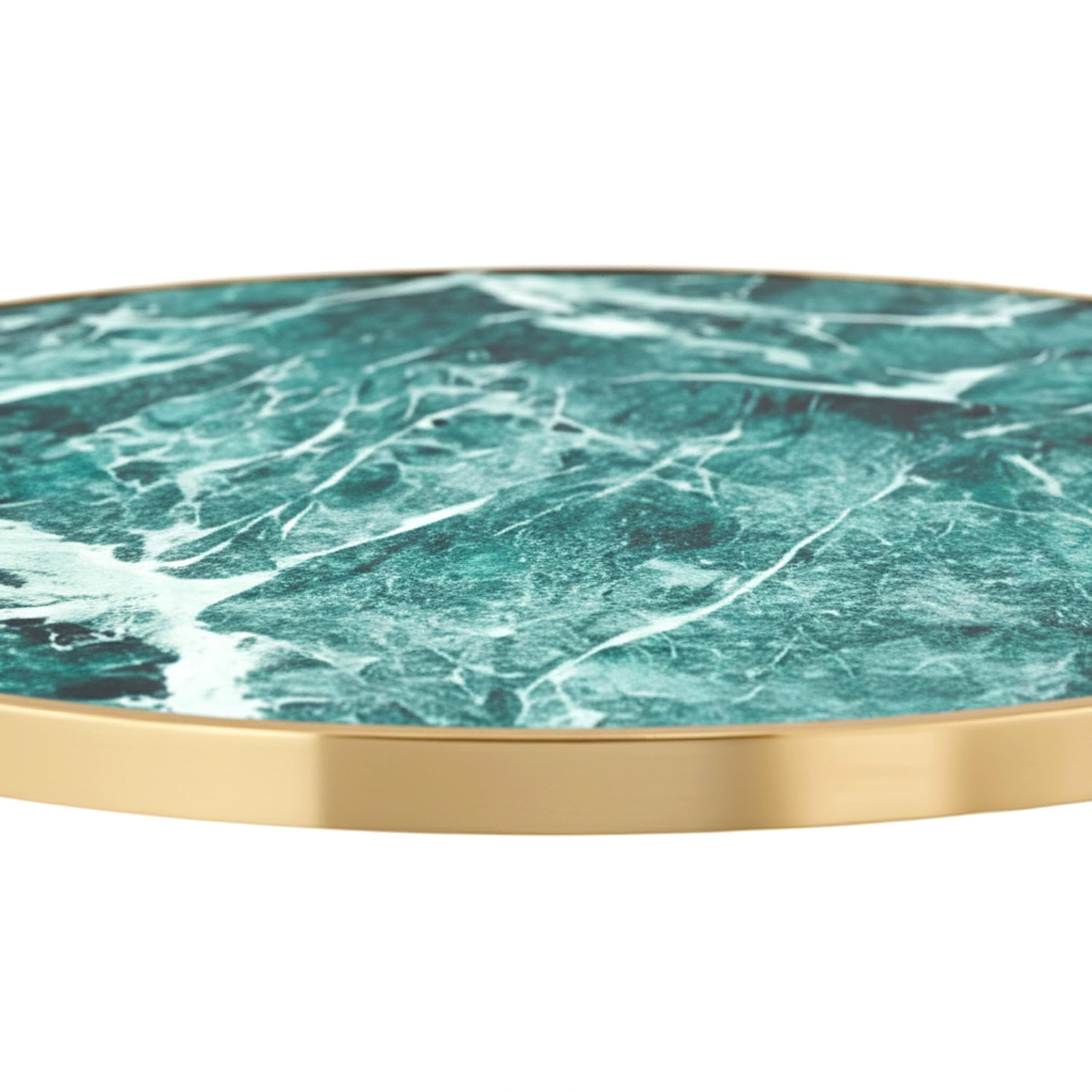 Oviala Plateau de Table Rond Blanc avec cerclage doré 60 cm marbre Vert/doré