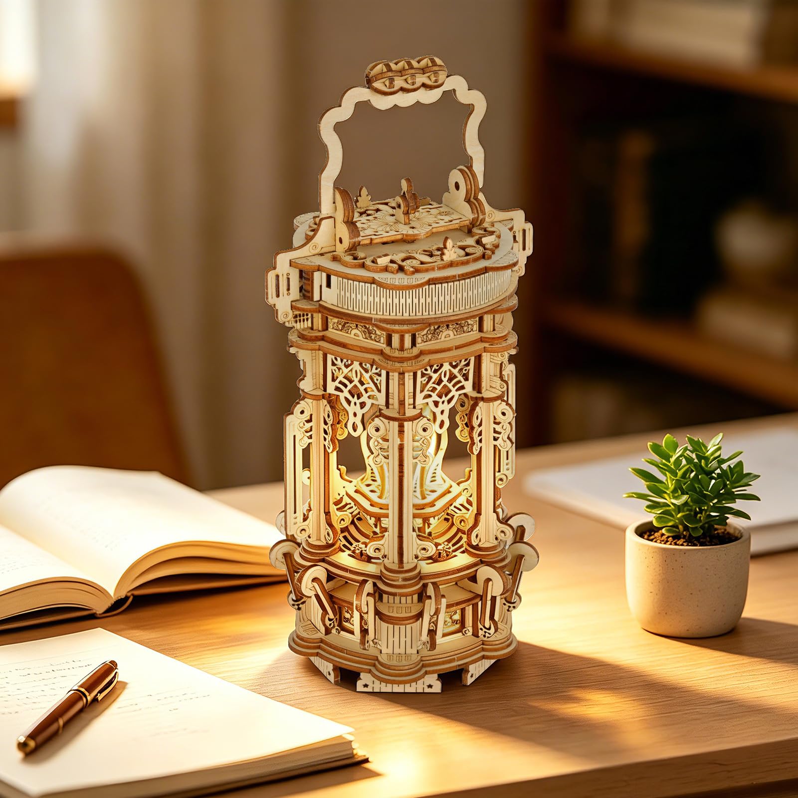 Cuteefun 3D Wooden Puzzle Lantern Model, [185 Pcs] -Victorian Lantern