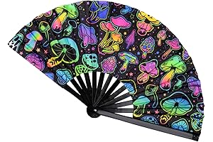 Mushroom Fan Club: Glow Rave Bamboo Hand Fan