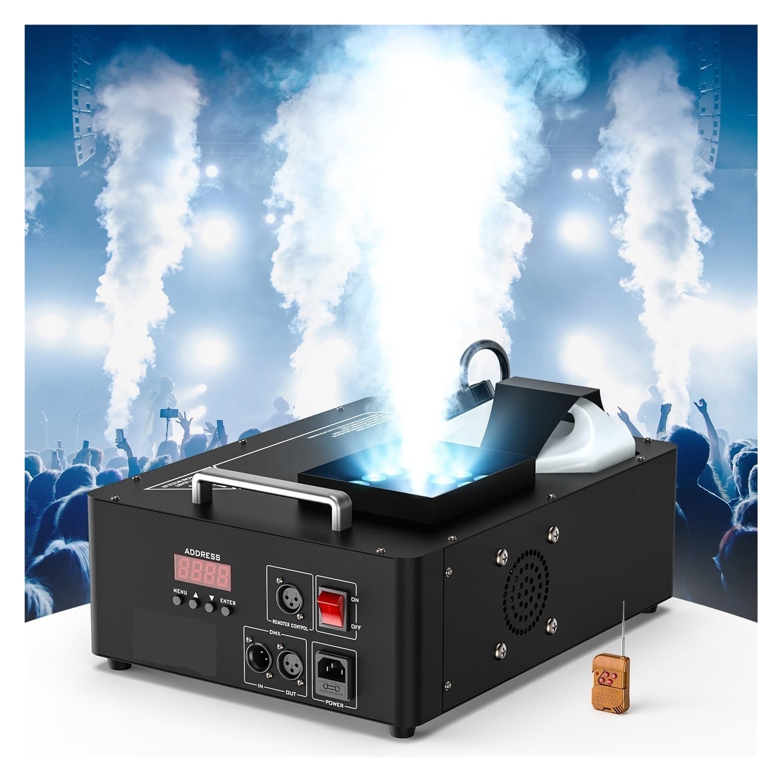 Maszyna Do Dymu 1500 W RGB 3 1 24 LED Pionowa Mgły Oświetlenie Sceniczne Zdalnie Sterowany Spray Pokazów DJ-skich WięKsza Pojemność, Mocniejszy Wynik
