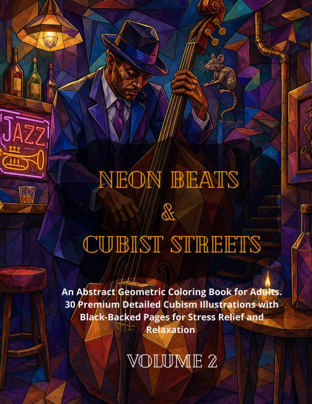 Neon Beats & Cubist Streets: An Abstract Geometric Coloring Book for Adults. 30 Premium Detailed Cubism Illustrations with Black-Backed Pages for Stress Relief and Relaxation (Fractured Realms)