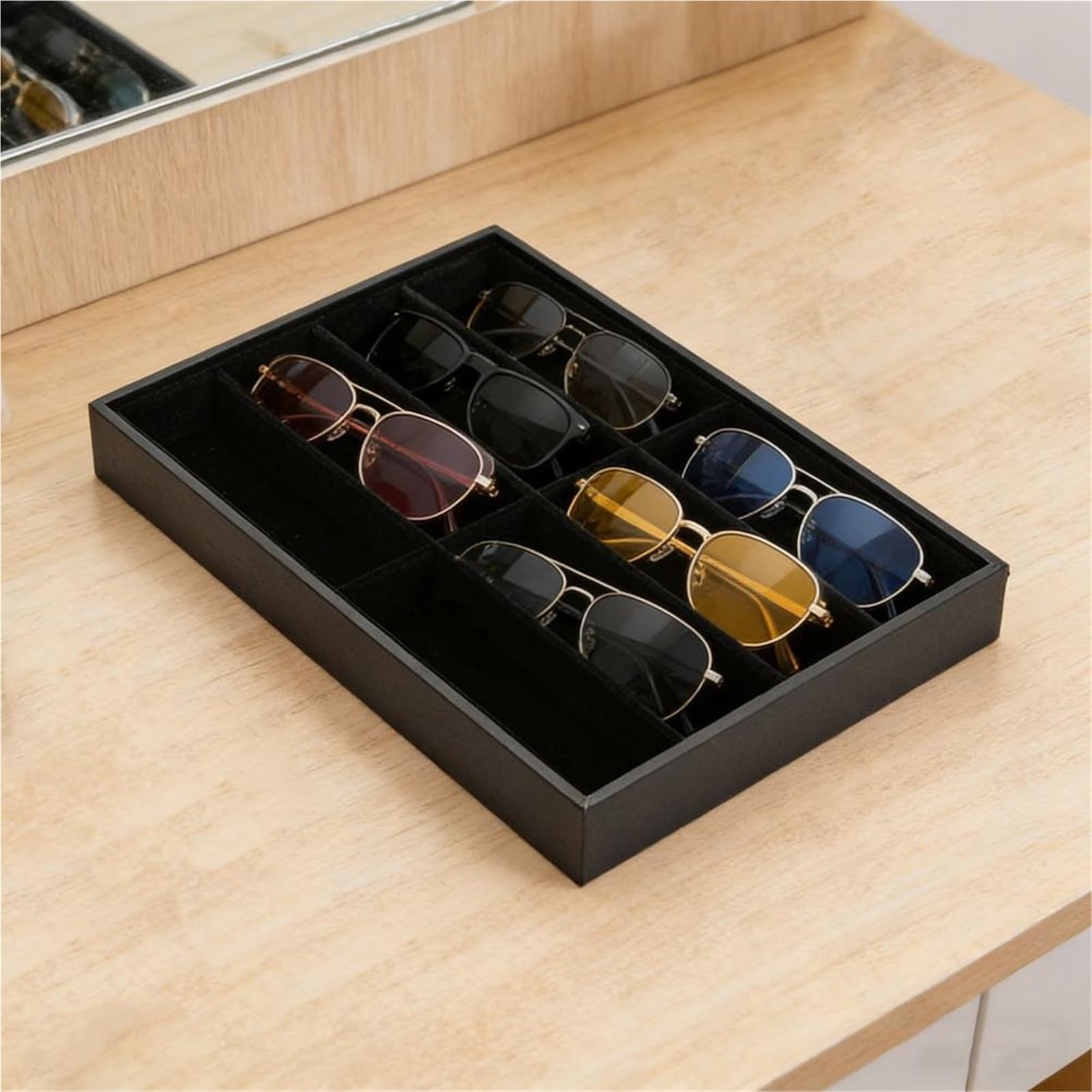 1Pcs Sonnenbrille Organizer Fach Samt Gläser Halter Lagerung Box Stapelbar Männer Frauen Brillen Uhren Schmuck Display Fall Für Brillen